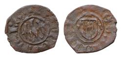 World Coins - ITALY, Sicilia (Regno). Alfonso I il Magnanimo (the Magnanimous). 1416-1458. BI Denaro (14mm, 0.5g,). Class A. Messina mint.