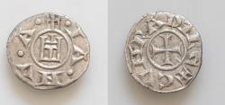 World Coins - ITALY, Genova. Repubblica. 1139-1339. AR Denaro (15mm, 0.8g,). Struck in the name of Holy Roman Emperor Conrad II, circa 1272