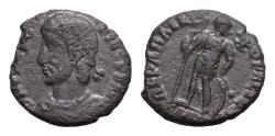 Ancient Coins - Procopius Usurper Heraclea mint, struck circa AD 365-366. AE 18mm 3g  Pearl-diademed, draped, and cuirassed bust left / Procopius standing right, holding labarum and shield