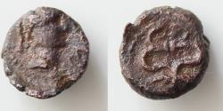 Ancient Coins - Massalia  Bronze  AE12mm 1.8 g  c. 49-27. Helmeted head of Athena right. Cadoceus
