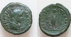 Ancient Coins - THRACE, Augusta Traiana. Caracalla. AD 198-217. Æ 19mm 3,3g Laureate head right / Dionysos standing left, holding kantharos and thyrsos; panther at feet left.