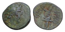 Ancient Coins - SELEUKID KINGS of SYRIA. Tryphon. Circa 142-138 BC. Æ 19mm, 4,6g,  Antioch mint. Double Strike  Green patina
