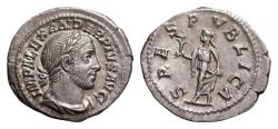 Ancient Coins - Severus Alexander AR 19,5mm 3,27g  Denarius. Rome, AD 232. IMP ALEXANDER PIVS AVG, laureate and draped bust right / SPES PVBLICA, Spes advancing left, holding flower