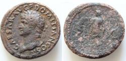 Ancient Coins - Domitian AD 81-96. Roma As AE 27mm.,9,5g. CAESAR AVG F DOMITIAN COS II, laureate head left / S-C across fields, Spes standing left,