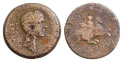 Ancient Coins - CORINTHIA, Corinth. Julius Caesar. 44-43 BC. Æ As (24mm, 10,49g, ). L. Aeficius Certus and C. Julius, duoviri. Laureate head right; c/m’s: open hand within rectangular incuse