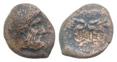 Ancient Coins - SICILY, Aitna. 344-339/8 BC. Æ 18-23mm 9,7g  Laureate head of Zeus Eleutherios right / Thunderbolt