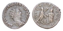 Ancient Coins - Gallienus. BI 19mm 3,7g Antoninianus. 256-260 AD. Samosata. (Ric-V 1 447).  IMP C P LIC GALLIENVS P F AVG, radiate, draped and cuirassed bust to right.  PIETAS AVGG, emperors,