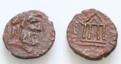 Ancient Coins - SICILY, Panormos. Circa 60-33 BC. Æ 20mm, 7,5g,. Laureate head of Zeus right; scepter to left / Tetrastyle temple. RPC I 636;