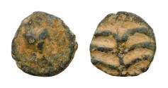 Ancient Coins - VANDALS. Pseudo-Imperial coinage. Carthage ? Circa 440-490. Æ 9mm, 0.5g, . Diademed, draped, and cuirassed bust right / Palm tree