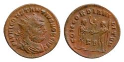 Ancient Coins - Constantius I (Caesar, 293-305) AE22mm 3,55g  Antoninianus Cyzicus, 2nd officina, 295 - 299. FL VAL CONSTANTIVS NOB CAES - Radiate and cuirassed bust of Constantius to right.
