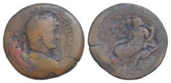 Ancient Coins - EGYPT, Alexandria. Hadrian. AD 117-138. Æ Drachm (36mm, 26 g,). Dated RY 20 (AD 135/6). Laureate, draped, and cuirassed bust right, seen from behind / Nile reclining left,