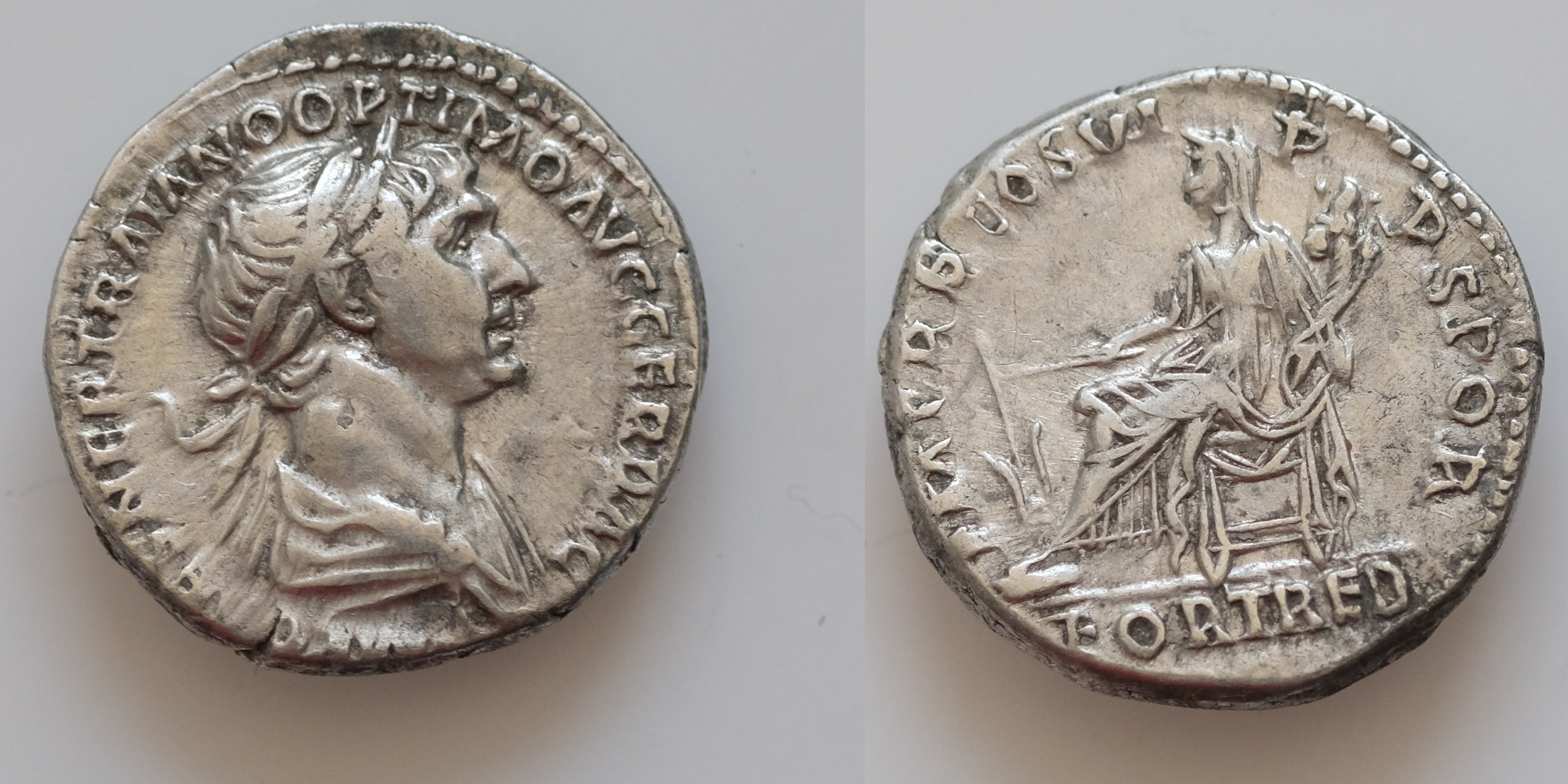 ローマ帝国 トラヤヌス ARデナリウス ChAU☆スター】古代ローマ帝国 トラヤヌス帝 デナリウス銀貨