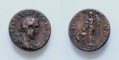Ancient Coins - Trebonianus Gallus (251-253). Troas, Alexandria. Æ (21mm, 5,75g, 1h). Laureate, draped and cuirassed bust r. R/ Apollo Smintheus standing l., with quiver on shoulder, holding bow