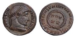 Ancient Coins - Constantine I. 306 - 337 AD. AE Silvered Follis. (18mm, 3,33 g.). Thessalonica mint, struck 324 AD.