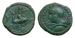 Ancient Coins - THRACE, Deultum. Gordian III. AD 238-244. Æ Diassarion (18,5mm, 3,6g, ). Struck circa AD 241-3. Eros riding dolphin swimming right,
