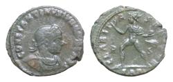 Ancient Coins - Constantine II, as Caesar, Æ 19mm 2,95g Arles, AD 317. CONSTANTINVS IVN NOB CAES, laureate, draped and cuirassed bust right / CLARITAS REIPVB, radiate figure of Sol standing left,