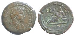 Ancient Coins - EGYPT, Alexandria. Hadrian. AD 117-138. Æ Drachm  37mm, 24,5 g, . Laureate draped and cuirassed bust right seen from behind  River-god Nilus reclining left, leaning on hippopotamus