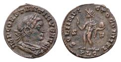 Ancient Coins - Constantine I 'the Great' AE23mm 5g Lugdunum, Lion  AD 313-314. IMP CONSTANTINVS AVG, laureate, draped and cuirassed bust to right / SOLI INVICTO COMITI, Sol standing to left
