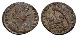 Ancient Coins - Constantius II Silvered Æ22mm 4,8g Big Bust !!  Maiorina. Constantinople, AD 348-351. D N CONSTANTIVS P F AVG, pearl-diademed, draped and cuirassed bust right / FEL TEMP REPARATIO,