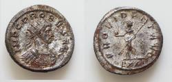 Ancient Coins - Probus AD 276-282 Ticinum Antoninian Silvered Æ22,5mm 4g  radiate and cuirassed bust right / Providentia standing left with sceptre in lefthand and globe in right
