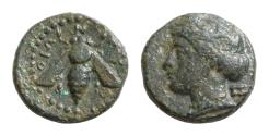 Ancient Coins - IONIA. Ephesus. AE 12mm 1.65g ca. 305-288 B.C. BMC-14.55,69. Female Head ,  Bee. Goog Very Fine