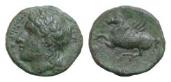 Ancient Coins - Sicily. Syracuse. Timoleon and the Third Democracy 344-317 BC.Æ 18 mm, 3,8g  laureate head of Apollo left; behind, amphora / Pegasus flying left