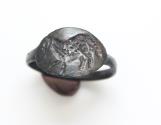 Ancient Coins - Ancient Thrace -Greek, Hellenistic Bronze Seal Ring engraved stylized ram animal ? Very rare ! Very Nice Qualiti ! Green patina !