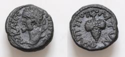 Ancient Coins - THRACE. Philippopolis. Septimius Severus, 193-211. AE18mm, 4,6g, . Laureate head of Septimius Severus to left , Grape bunch