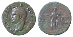 Ancient Coins - Agrippa. Died 12 BC. Æ As (27mm, 10.89 g,). Rome mint. Struck under Gaius (Caligula), AD 37-41. Neptune standing left, holding dolphin and trident.