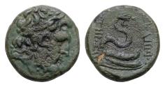 Ancient Coins - Mysia, Pergamon AE (Bronze, 9.4g, 19mm) ca Early 2nd century BC Mysia, Pergamon AE (Bronze, 9.46g, 19mm) ca Early 2nd century BC Laureate head of Asklepios right. Serpent