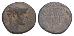 Ancient Coins - Seleucis and Pieria. Antioch. Tiberius, 14-37. As (Bronze, 25mm, 14,7g,), Actian Era 45 = 14/5 bare head of Tiberius to right.
