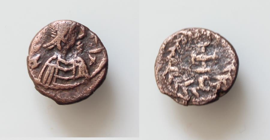 Ancient Coins - VANDALS. Hilderic. 523-530. Æ Nummus  9mm, 0.49 g, . Carthage mint. Diademed, draped, and cuirassed bust right / Cross pattée within wreath. MEC 1, 24-5; BMC Vandals 9. VF
