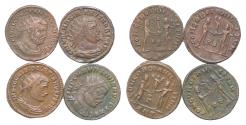 Ancient Coins - Roman imperial dinasties -Tetrarchy Lot of 4x AE 20-22mm Antoninians Diocletianus Maximianus Herculius Galerius Constantius I 284-306 AD