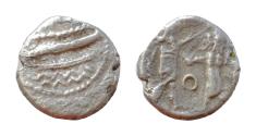 Ancient Coins - SAMARIA. Circa 375-333 BCE. AR 8,5mm Obol 1gm). Phoenician galley sailing left / Persian king slaying lion; Good VF,