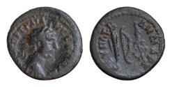 Ancient Coins - SYRIA, Seleukis and Pieria. Antioch. Trajan, 98-117. Ae (bronze, 1.31 g, 15mm), Rome, for circulation in Syria, 98/9  Laurel branch, bow and quiver
