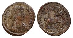 Ancient Coins - Constantius II Silvered Æ22mm 4,8g  Maiorina. Constantinople, AD 348-351. D N CONSTANTIVS P F AVG, pearl-diademed, draped and cuirassed bust right / FEL TEMP REPARATIO,