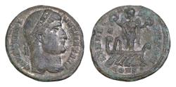 Ancient Coins - Constantine I, ‘The Great’, 307/10-337 AD. AE,19mm 3,34g Silvered  Follis. Constantinople.LIBERTAS PVBLICA. Victory, winged, draped, standing left on galley,