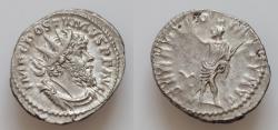 Ancient Coins - Postumus AR 22,5 mm 4g. Antoninianus Trever, AD 266-267 IMP C POSTVMVS P F AVG radiate draped and cuirassed bust to right  SERAPI COMITI AVG Serapis to left, raisiing hand , prow