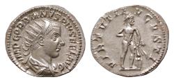Ancient Coins - Gordian III (AD 238-244) AR antoninianus 21mm, 4.6g.  Rome IMP GORDIANVS PIVS FEL AVG, radiate, draped, and cuirassed bust of/ VIRTVTI AVGVSTI, Hercules standing facing,