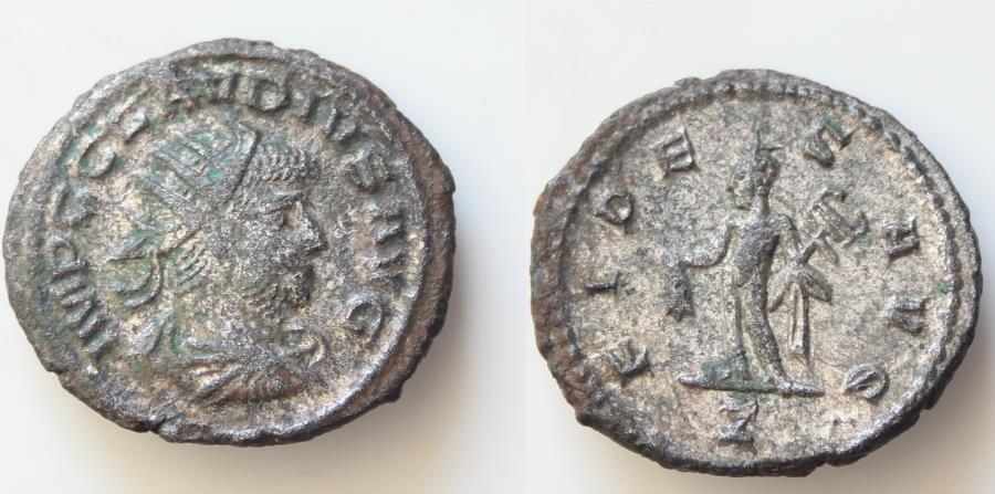 Ancient Coins - Claudius II Gothicus. A.D. 268-270. BI antoninianus (21mm, 3.6g, ). Antioch mint, struck A.D. 268-269.
