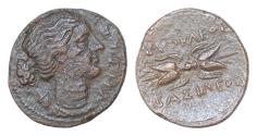 Ancient Coins - Sicily. Syracuse. AE 21mm 7,6g. 306-289 a.C. Time of Agathokles. Artemis Thunderbolt  VF