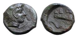 Ancient Coins - SICILY, Selinos. Circa 415-409 BC. Æ Hemilitron 14,5mm, 3.9 g,  Head of Herakles right, wearing lion skin / Bow and quiver. Price,
