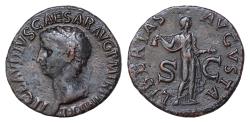 Ancient Coins - Claudius Æ 28mm 9,4g As. Rome, AD 50-54. TI CLAVDIVS CAESAR AVG P M TR P IMP P P, bare head to left / LIBER[T]AS AVGVSTA, Libertas