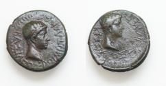 Ancient Coins - KINGS of THRACE. Rhoemetalces I. Circa 11 BC-12 AD. bronze . Diademed head of Rhoemetalkes right / Bare head of Augustus right.