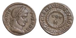 Ancient Coins - Crispus, Caesar (AD 316-326). Silvered Follis (AE, 18 mm, 3,2g) AD 321-324, Siscia. IVL CRISPVS NOB C Head of Crispus right, laureate. / CAESARVM NOSTRORVM