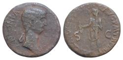 Ancient Coins - ANTONIA, daughter of Mark Antony and Octavia, (grandmother of Caligula, mother of Claudius), (died A.D. 37), AE25mm12,6g  dupondius, issued after her death by Claudius 41-42,