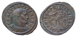 Ancient Coins - Constantius I Chlorus, as Caesar AD 293-305. Treveri Silvered Follis Æ 30 mm, 9,4 g GENIO POPVLI ROMANI / TR, Genius standing left