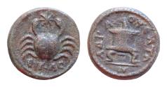 Ancient Coins - CILICIA, Mopsouestia-Mopsos. temp. Marcus Aurelius. AD 161-180. Æ (14mm, 3,5 g,). Dated CY 230 (AD 162/3). Crab; above, star; ΛC (date) below / Lighted altar on base.