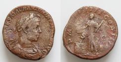 Ancient Coins - Elagabalus, 218 – 222 Sestertius 221, Æ 19.51 g. IMP CAES M AVR ANTONINVS PIVS AVG Laureate, draped, horned and cuirassed bust r. Rev. P M TR P IIII COS IIII P P S