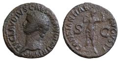 Ancient Coins - Claudius AD 41-54. Rome As Æ 29 mm, 11g TI CLAVDIVS CAESAR AVG CAESAR AVG P M TR P IMP P P, bare head left / CONSTANTIAE AVGVSTI, Constantia standing left leaning on sceptre, S-C a